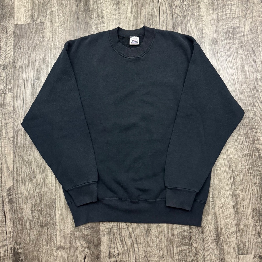 Vintage BVD Blank Sweatshirt Black Crewneck Made in USA 90s